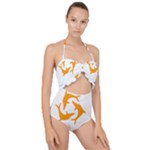 Flag of Anguilla, 1967-1969) Scallop Top Cut Out Swimsuit