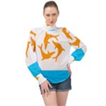 Flag of Anguilla, 1967-1969) High Neck Long Sleeve Chiffon Top