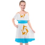 Flag of Anguilla, 1967-1969) Kids  Cut Out Shoulders Chiffon Dress