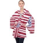QR-Code & Barcode American Flag Long Sleeve Velvet Kimono 