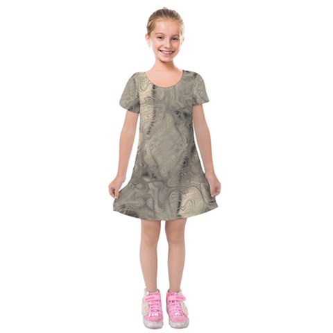 Abstract Tan Beige Texture Kids  Short Sleeve Velvet Dress from ArtsNow.com