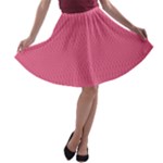 Blush Pink Color Stripes A-line Skater Skirt