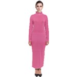 Blush Pink Color Stripes Turtleneck Maxi Dress