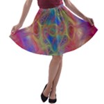 Boho Tie Dye Rainbow A-line Skater Skirt
