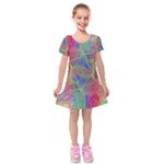 Boho Tie Dye Rainbow Kids  Short Sleeve Velvet Dress