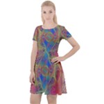 Boho Tie Dye Rainbow Cap Sleeve Velour Dress 