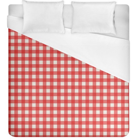 Red White Gingham Plaid Duvet Cover (King Size) from ArtsNow.com