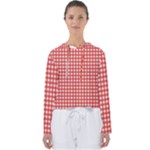Red White Gingham Plaid Women s Slouchy Sweat