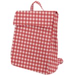 Red White Gingham Plaid Flap Top Backpack
