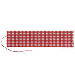 Red White Gingham Plaid Roll Up Canvas Pencil Holder (L) from ArtsNow.com