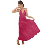 Rose Pink Color Polka Dots Backless Maxi Beach Dress
