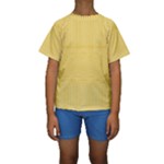 Saffron Yellow Color Stripes Kids  Short Sleeve Swimwear