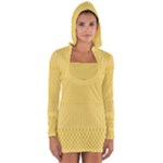 Saffron Yellow Color Stripes Long Sleeve Hooded T-shirt