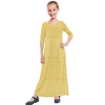 Saffron Yellow Color Stripes Kids  Quarter Sleeve Maxi Dress
