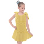 Saffron Yellow Color Stripes Kids  Tie Up Tunic Dress