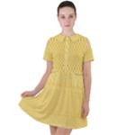Saffron Yellow Color Stripes Short Sleeve Shoulder Cut Out Dress 