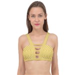 Saffron Yellow Color Stripes Cage Up Bikini Top