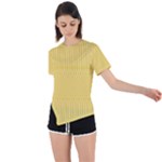 Saffron Yellow Color Stripes Asymmetrical Short Sleeve Sports Tee