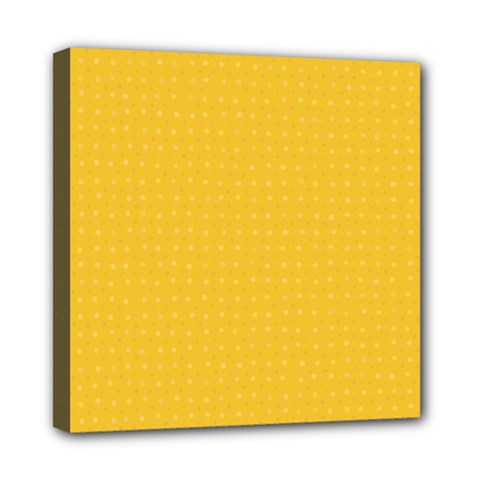 Saffron Yellow Color Polka Dots Mini Canvas 8  x 8  (Stretched) from ArtsNow.com