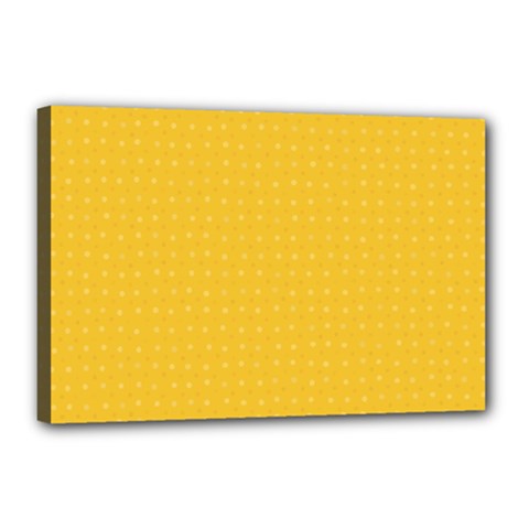 Saffron Yellow Color Polka Dots Canvas 18  x 12  (Stretched) from ArtsNow.com