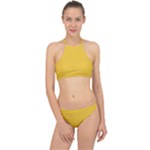 Saffron Yellow Color Polka Dots Racer Front Bikini Set