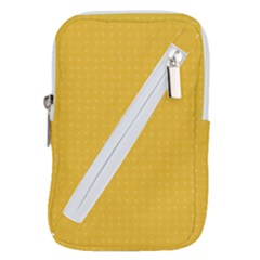 Saffron Yellow Color Polka Dots Belt Pouch Bag (Large) from ArtsNow.com