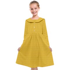 Saffron Yellow Color Polka Dots Kids  Midi Sailor Dress from ArtsNow.com