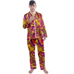 Colorful Boho Swirls Pattern Men s Long Sleeve Satin Pyjamas Set
