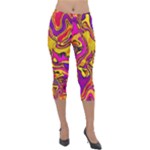 Colorful Boho Swirls Pattern Lightweight Velour Capri Leggings 
