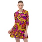 Colorful Boho Swirls Pattern Mini Skater Shirt Dress