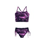 Black Magenta Abstract Art Girls  Tankini Swimsuit