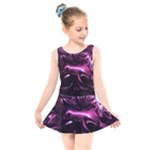 Black Magenta Abstract Art Kids  Skater Dress Swimsuit