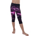 Black Magenta Abstract Art Kids  Lightweight Velour Capri Leggings 