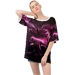 Black Magenta Abstract Art Oversized Chiffon Top