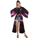 Black Magenta Abstract Art Maxi Kimono