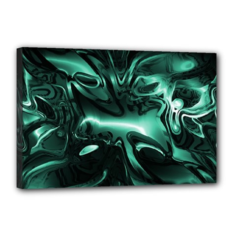 Biscay Green Black Abstract Art Canvas 18  x 12  (Stretched) from ArtsNow.com