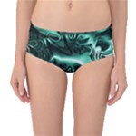 Biscay Green Black Abstract Art Mid-Waist Bikini Bottoms