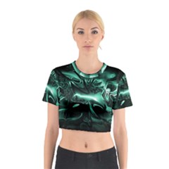 Biscay Green Black Abstract Art Cotton Crop Top from ArtsNow.com