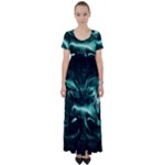 Biscay Green Black Abstract Art High Waist Short Sleeve Maxi Dress