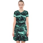 Biscay Green Black Abstract Art Adorable in Chiffon Dress