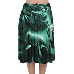Velvet Flared Midi Skirt 