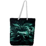 Biscay Green Black Abstract Art Full Print Rope Handle Tote (Large)