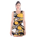 Black Yellow White Abstract Art Scoop Neck Skater Dress