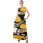 Black Yellow White Abstract Art Chiffon Mesh Boho Maxi Dress