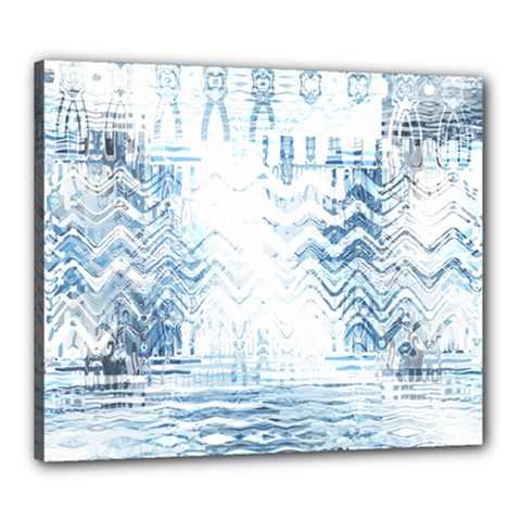 Boho Faded Blue Denim White Batik Canvas 24  x 20  (Stretched) from ArtsNow.com