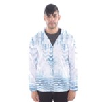 Boho Faded Blue Denim White Batik Men s Hooded Windbreaker