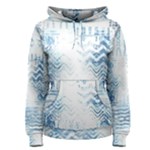 Boho Faded Blue Denim White Batik Women s Pullover Hoodie