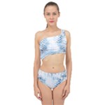 Boho Faded Blue Denim White Batik Spliced Up Two Piece Swimsuit