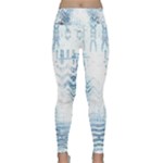 Boho Faded Blue Denim White Batik Lightweight Velour Classic Yoga Leggings