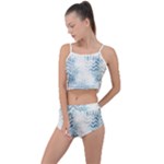 Boho Faded Blue Denim White Batik Summer Cropped Co-Ord Set